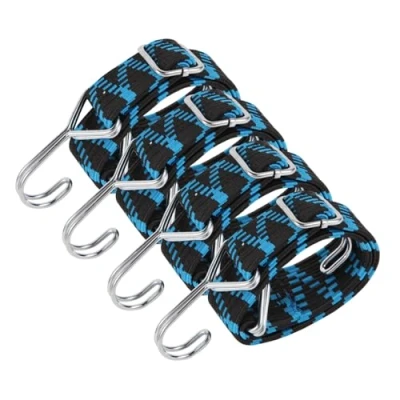 Immagine di Corda Elastica,Cinghie Elastiche Corde con Gancio Regolabile Elastici Ganci per Teloni Portapacchi Auto Moto Bici Telo blu. (50cm)