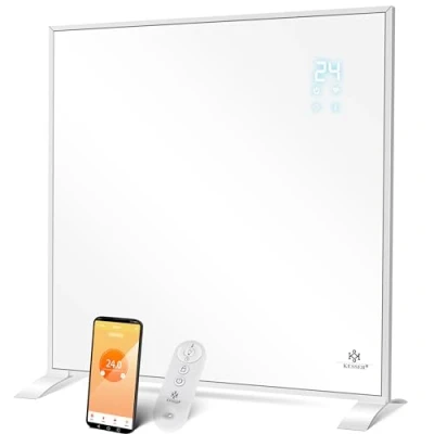 Immagine di KESSER® Riscaldamento a infrarossi Risparmio energetico, Dispositivo e Montaggio Parete, Elettrico, 350 W, con Telecomando, termostato Controllo App, Pannello di