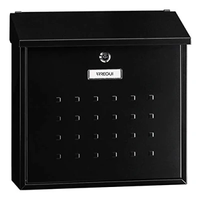 Immagine di Cassetta Postale Individuale in Acciaio, Di Grandi Dimensioni, della Posta da Parete, Dimensione L (Riviste e Buste C4), Facile Montare, Nero