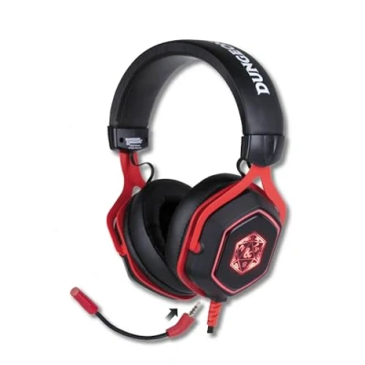 Immagine di Konix Dungeons &amp; Dragons Cuffie da gaming con Cavo D20 per PC Altoparlanti 50 mm Microfono USB 2 m Retroilluminazione Nero e rosso