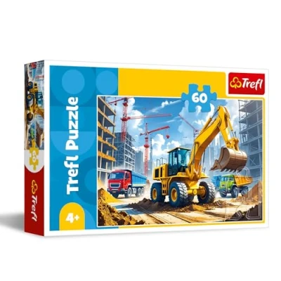 Immagine di Trefl Trattore Escavatore Caricatore 60 Pezzi Puzzle Colorato con Camion, Intrattenimento Creativo, Divertimento per Bambini dai 4 anni, Multicolore, 17406