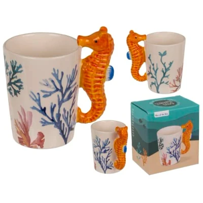 Immagine di Out of the blue Tazza con cavalluccio marino, 11 x 8,5 cm, 300 ml, in gres, confezione regalo