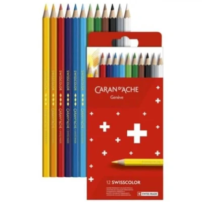 Immagine di Caran d&#039;Ache Swisscolor Astuccio in cartone con 12 matite colorate impermeabili