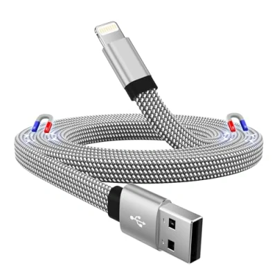 Immagine di Magtame Cavo Phone 1M Magnetico di Ricarica Light ning USB Piatto Certificato MFi, Arrotolabile Caricabatterie Rapido in Nylon per 14 13 Pro Max 12 11 XR XS X 8 7 6s 6 Plus SE
