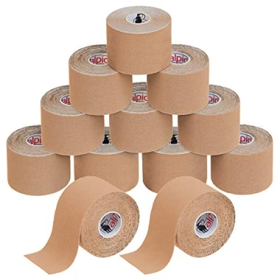 Immagine di ALPIDEX Nastro Kinesiologico Tanti Colori 1/3/ 6/12 Rotoli 5 m x 5,0 cm E Book Esempi Applicazione Tape Muscolare Cerotto, Colore:colore della pelle, Quantità:12 rotolo