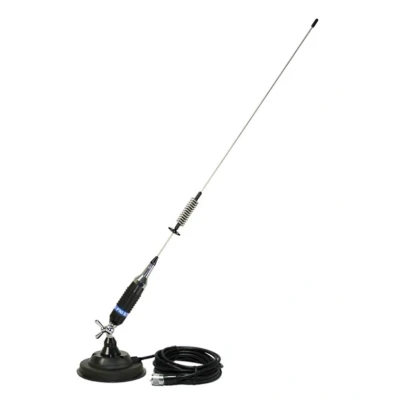 Immagine di CB Antenna PNI S75 a vite con attacco farfalla, base magnetica 125 mm inclusa, 76 cm, cavo RG58 4 m incluso
