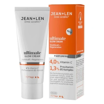 Immagine di Jean &amp; Len Ultimate Glow Cream, ideale per tutti i tipi di pelle, dona un colorito radioso, con derivato della vitamina C, crema viso vegana e senza profumo, 50 ml