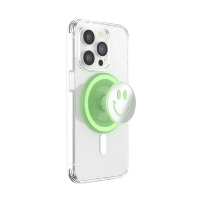 Immagine di PopSockets: PopGrip Round per MagSafe Anello Adattatore Incluso Supporto e Impugnatura Telefoni Cellulari Custodia con un Top Intercambiabile Matcha Dew Happy Reflex