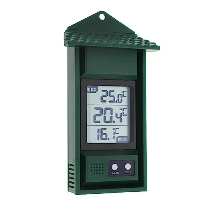 Immagine di Termometro digitale per serra, monitorare la temperatura massima e minima, accessorio da serra interni ed esterni, facile montare a parete