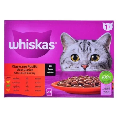 Immagine di Whiskas Adult 1+ cibo per gatti in salsa, 12 x 85 g, umido di alta qualità a partire dai 1 anno sacchetti