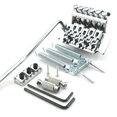 Immagine di Buwico® Ponte Tremolo Floyd Rose per chitarra elettrica, autorizzato Ibanez, a doppio bloccaggio, Argento
