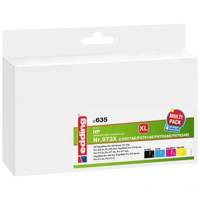 Immagine di Cartuccia Edding Compatibile sostituisce HP 973X, L0S07, F6T81, F6T82, F6T83 Nero, ciano, magenta, giallo EDD 635 18