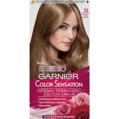 Immagine di Garnier Color Sensation 7.0 Delicate Opal Blonde Hair Dye Permanent Up to 100% grey coverage Intense, a lunga durata, colore biondo per capelli con specchio x 2 (confezione da 2)