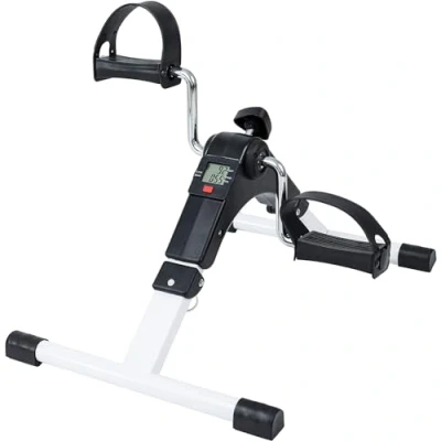 Immagine di Techfit Pedaliera, Mini Cyclette per Uso Domestico e in Ufficio, Attrezzo da Allenamento Facile Braccia Gambe, con Display LCD, Adatto Recupero Leggero (Bianco Nero)
