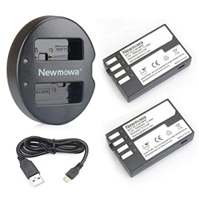 Immagine di Newmowa D Li109 Batteria (confezione da 2) e Doppio Caricatore USB per Pentax K R KP 30 50 500 S1 S2