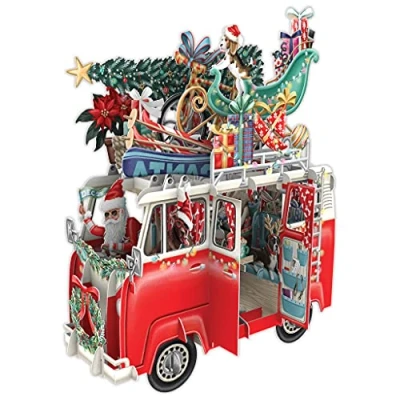 Immagine di Biglietto di auguri Natale pop up 3D con camper.