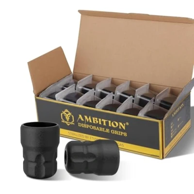 Immagine di Ambition Soldier P2 Impugnature per tatuaggi usa e getta 12 pezzi 34 mm Copertura impugnatura in gomma mitragliatrice con penna tatuaggio Soldier, Zetton, Torped Shura