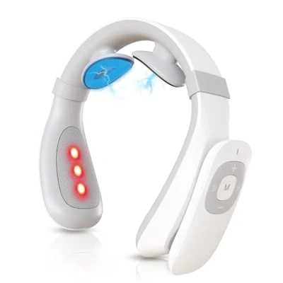 Immagine di FORTHiQ Massaggiatore Termico Elettrico per il Collo, TENS Alleviare Dolore, 6 Modalità di Massaggio Profondo a 15 Livelli, Portatile e Lenitivo, 4 Cuscinetti in Gel Inclusi