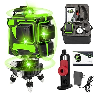 Immagine di Iriisy Livella Laser Autolivellante Verde 360 12 Linee 3x360 con 2 Batterie a Croce Orizzontale Verticale Generatori di Linea (12 linee)