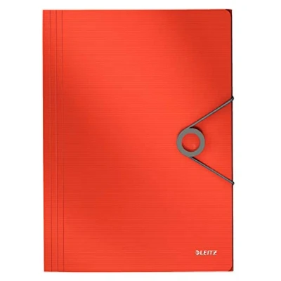 Immagine di Leitz Solid Cartella Organizer a 3 Lembi, Formato A4, Capacità 150 Fogli, Chiusura Elastico, Rosso, 45631020