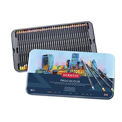 Immagine di Derwent Procolour Set di 36 Matite Colorate con Anima Rotonda da 4 mm e Consistenza Liscia in una Confezione Regalo Legno, Adatte a Disegnare Colorare