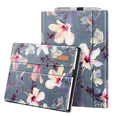 Immagine di FINTIE Custodia per Microsoft Surface Pro 7+ / 7 6 5/ 4 3 [Multi angli] Portfolio Business Cover con Tasca, Compatibile Tastiera Type, Blooming Hibiscus
