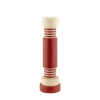 Immagine di Alessi Twergi MP0215 1 Macinasale, Pepe e Spezie, in Legno di Faggio, Corpo Cilindrico Faggio Colorato con Finitura Opaca, Macina Ceramica, Naturale Rosso