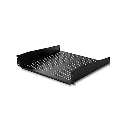 Immagine di StarTech.com Mensola per rack 19&quot; 2U Ventilata, Ripiano universale cantilever e armadi di rete 19 pollici, Acciaio resistente, Capacità 23Kg, Profondità vassoio 41 cm, Nero (CABSHELFV)