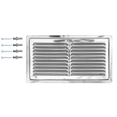 Immagine di Griglia di Ventilazione in Acciaio Inox AISI 316 Amagnetico 32 x 18 cm, Interna/Esterna, Inox, Diffusore d&#039;Aria Inox.