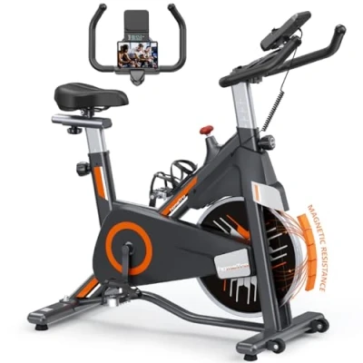 Immagine di Cyclette Professionale, Da Casa Magnetica,Cyclette Spin con Volano 15kg, Schermo LCD, Supporto Tablet, Bluetooth APP,Max.150 Kg