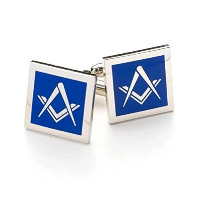 Immagine di Blu Moderno Massonico Gemelli Set, Cufflink Box