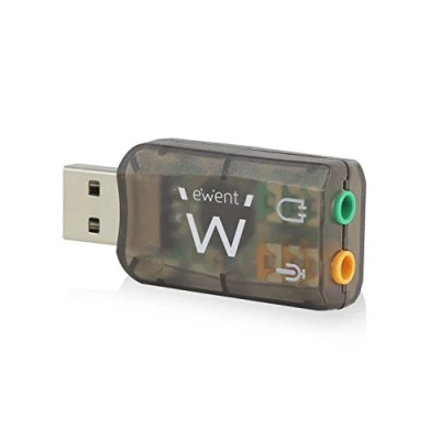 Immagine di Ewent EW3751 Scheda Audio Esterna USB 2.0 a 3.5mm, Virtual 5.1 Adattatore per Windows, Ingresso Microfono e Uscita Cuffie/Speaker