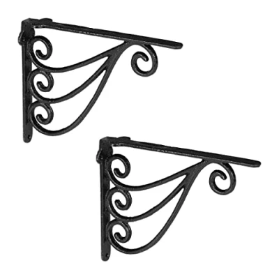 Immagine di Relaxdays Set da 2 Staffe per Mensole, 23,5x4x18 cm, Supporti Design Antico, Reggimensola Angolari Scaffali, Nero