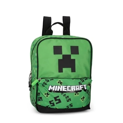 Immagine di MINECRAFT Zainetto Ufficiale Minecraft, per Asilo e Tempo Libero, Spallacci Imbottiti Regolabili, Retro Fondo Termoformati, Scomparto Principale Tasca Frontale con Chiusure a Zip, 23x30Hx10 cm