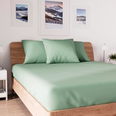 Immagine di Soleil d&#039;ocre Maglia Uccisione Coperchio, Cotone, Verde, 160 x 200 cm