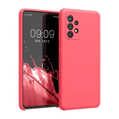Immagine di kwmobile Cover per Samsung Galaxy A52 / 5G A52s Custodia Back Case Smartphone in Silicone TPU Protezione Gommata corallo fluorescente