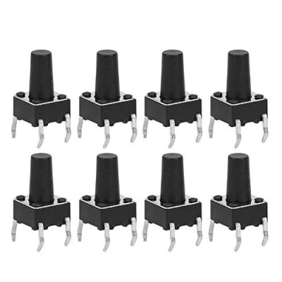Immagine di Interruttore a pulsante tattile, 100 pezzi DC12V 50mA DIP Kit di assortimento interruttori tattile micro momentaneo 6 x 10 mm