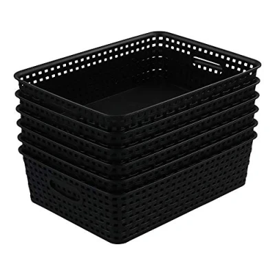 Immagine di Bringer Vassoio portaoggetti in plastica per carta da ufficio, set di 6 vassoi formato A4, nero