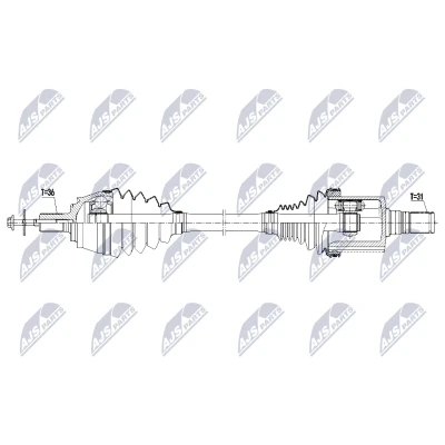 Immagine di NTY NPW VV 166 Albero motore / Semiasse Assale anteriore Sx 561mm Trasmissione automatica