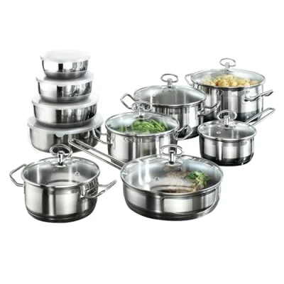 Immagine di Karcher set di pentole Jasmin (acciaio inossidabile, 20 pezzi, incl. coperchio in vetro e ciotole acciaio induzione)