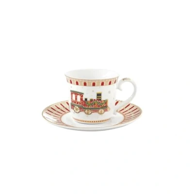 Immagine di EASY LIFE tazza da tè con piattino natalizio in porcellana &quot;POLAR EXPRESS&quot; 200 ml