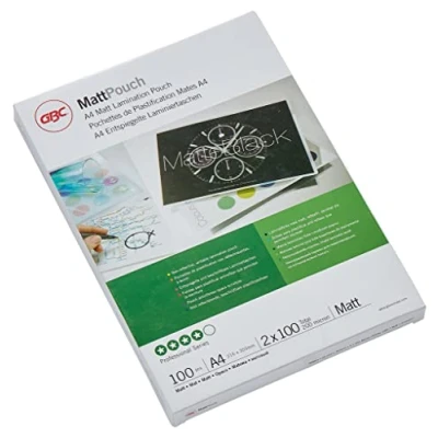 Immagine di GBC Pouch Confezione da 100 Buste per Plastificazione a Caldo, con Finitura Opaca, in Formato A4, Spessore di 2 x Micron, 216 303 mm, 3740491