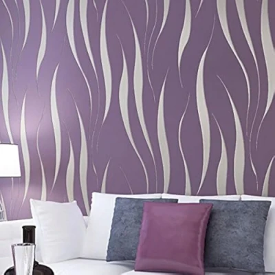 Immagine di Carta da parati in tessuto non tessuto, effetto 3D stereoscopico a strisce/onde, sfondo per TV e salotto, moderna semplice, 0,53 m (larghezza) x 10 (lunghezza) = 5,3 m², colore: viola