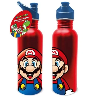 Immagine di Pyramid International Borraccia in metallo da 700 ml con Super Mario (design Mario), bottiglia d&#039;acqua per ragazze, ragazzi e bambini, prodotto ufficiale, colore nero