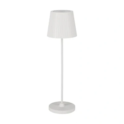 Immagine di Eglo lampada da tavolo Cabozo a LED per esterni, touch dimmerabile, luce esterni senza cavi con porta USB, plastica bianca, bianca calda, IP44
