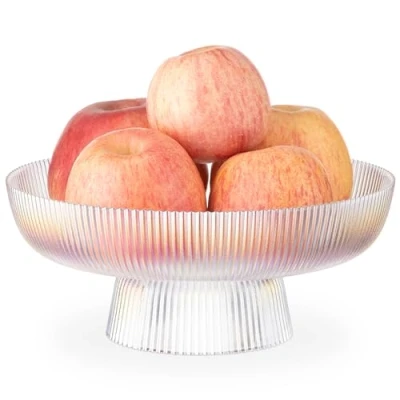 Immagine di Navaris Portafrutta da Tavolo Porta Frutta Moderno Fruttiera Centrotavola Design Arcobaleno Trasparente Cesto Ciotola Vetro 26 x 11 cm