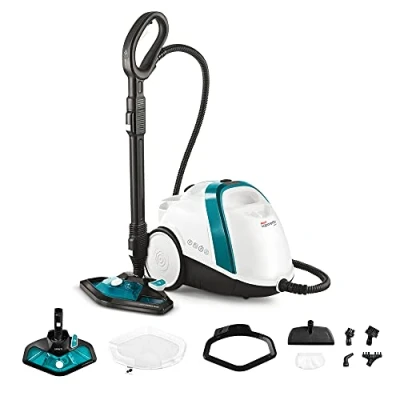Immagine di Polti Vaporetto Smart 100 T, Pulitore a Vapore con Caldaia ad Alta Pressione 4 Bar, Autonomia Illimitata e Ricarica Continua, 9 Accessori Inclusi, Bianco Turchese