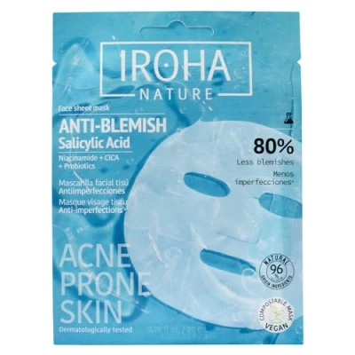 Immagine di IROHA NATURE Maschera Anti Imperfezioni Acido Salicilico, Niacinamide, Cica e Probiotici Sachet 20 ml Per Pelle Mista a Grassa Previene Riduce i Brufoli