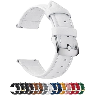Immagine di Fullmosa Cinturino in Pelle 18mm per Orologio, Axus Smartwatch Compatible con Fossil/Huawei Watch/Garmin/Fossil/Asus Zenwatch/LG Watch Style/Withings/Ticwatch, Bianco
