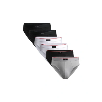 Immagine di DANISH ENDURANCE 6 Paia Slip Uomo Cotone, Senza Etichetta, Mutande Elasticizzate, Intimo Classico, X Multicolore (2 Nero, 2 Bianco, 1 Grigio, Nero/Linea Rossa), 3XL